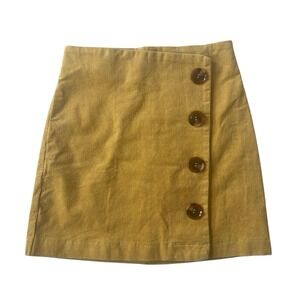altar'd state Size S Mustard Yellow Mini Skirt Corduroy Button‎ Wrap Zip Short